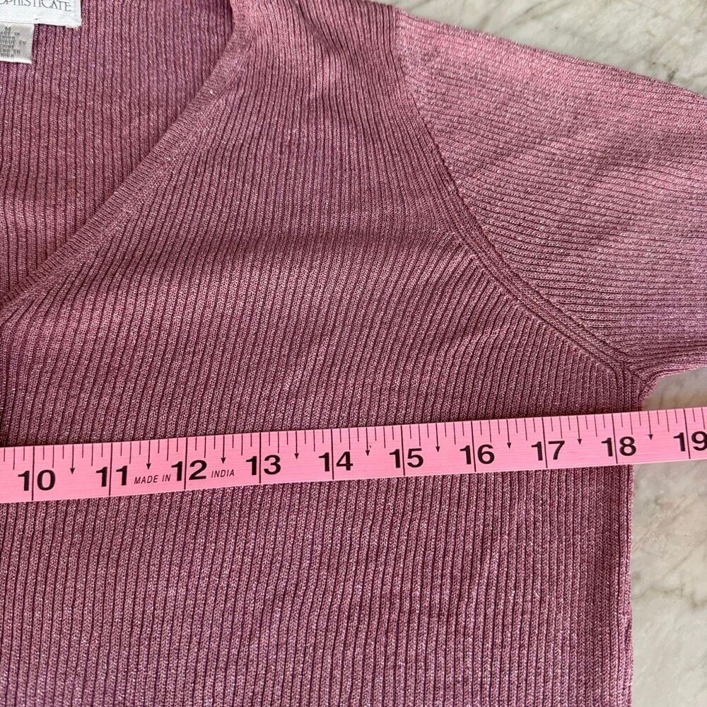 Petite Sophisticate vintage Ribbed Second Skin Cardigan pink metallic size M - Picture 5 of 7